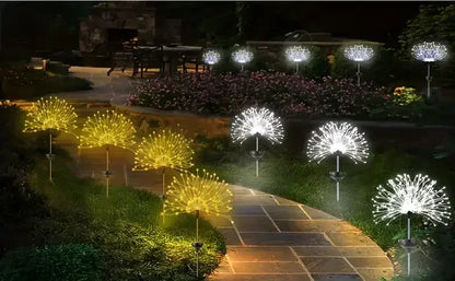 200LEDs Solar Fireworks Lights Outdoor Waterproof Solar Garden Lights 8 Lighting Modes With Remote Control Decorations Light