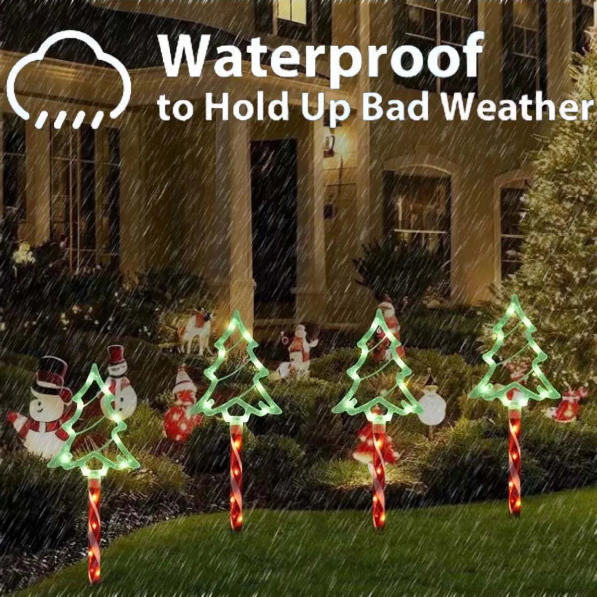 5pc/set solar candy Christmas tree ground installation decorative lights outdoor garden lawn LED lights courtyard lights