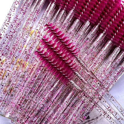 50Pcs Makeup Brushes Disposable Crystal Eyebrow Brush Diamond Handle Mascara Wand Applicator Eye Lashes Eyelash Extension Tools