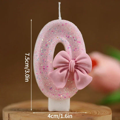 New Number Cake Candle Pink Glitter Birthday Candle 1 2 3 4 5 6 7 8 9 3D Number Candle Cake Topper Birthday Party Cake Decor