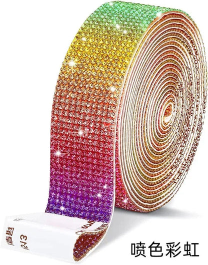 Self Adhesive Crystal Rhinestone Sticker Diamond Ribbon DIY Sticker Rhinestones Arts Crafts Car Phone Decoration Dropshipping