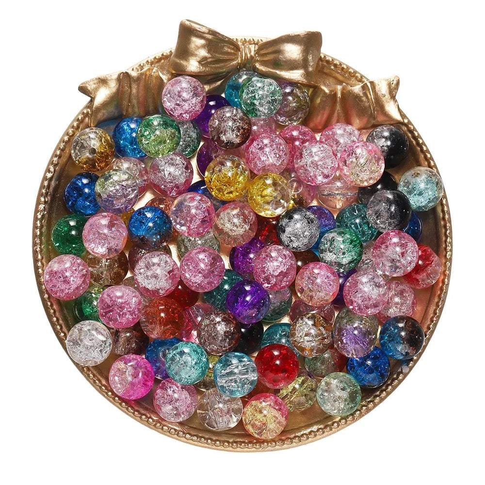 4 6 8 10mm Cracked Crystal Beads High-Quality Dual Color Glass Beads Snow Crack Crystal Beads for Jewelry Making DIY Bracelet