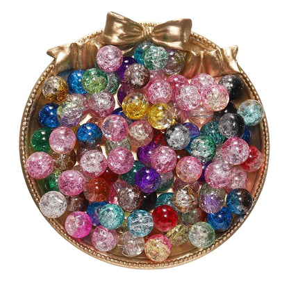 4 6 8 10mm Cracked Crystal Beads High-Quality Dual Color Glass Beads Snow Crack Crystal Beads for Jewelry Making DIY Bracelet