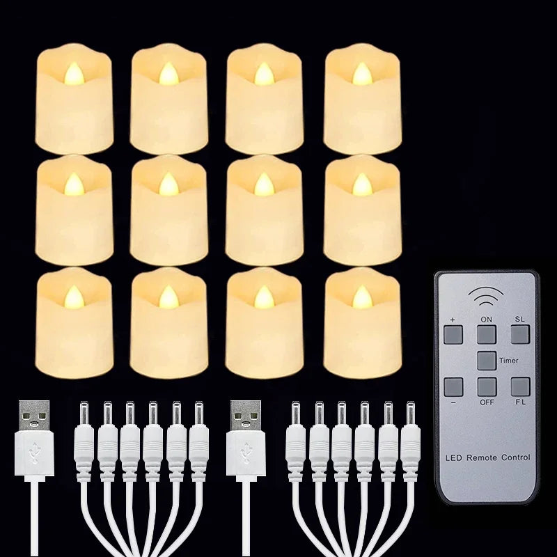 Rechargeable Led Candles Timer Remote LED Light Flameless For Wedding Room Garden Holiday Lighting Home Decor Tea Candle Lamp