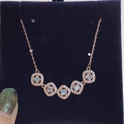 2025 New Original Round Water Drop Crystal High Jewelry Set Fashion Dazzling Women's Bracelet Earring Necklace Ring Wedding Gift