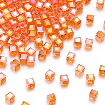 50pcs 4/6/8mm Square Faceted Glass Crystal Beads Loose Spacer Cube Beads for Jewelry Making DIY Bracelet Accessories Wholesale