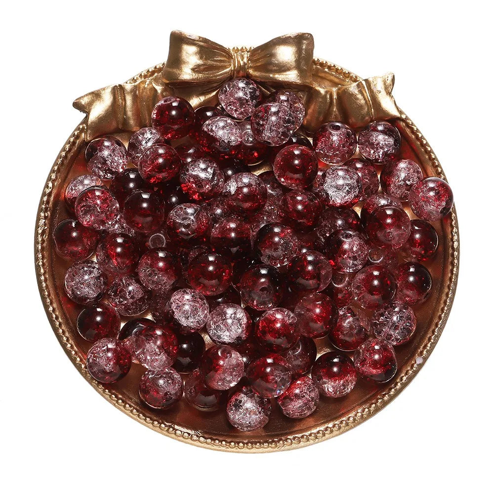 4 6 8 10mm Cracked Crystal Beads High-Quality Dual Color Glass Beads Snow Crack Crystal Beads for Jewelry Making DIY Bracelet