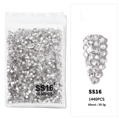 12Gird 3D Glass AB Crystal Nail Art Rhinestones Kit Flatback Round Bead Charm Gem Stones Jewelry Diamond with Tools for Nail Art