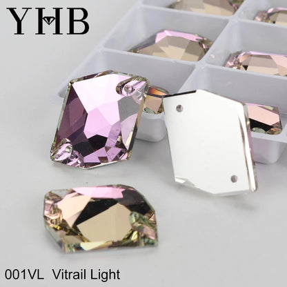 YHB Top Quality Cosmic Glass Crystal AB Moonlight Sewing Stones Flatback Sew on Rhinestones For Garment Clothes Bags
