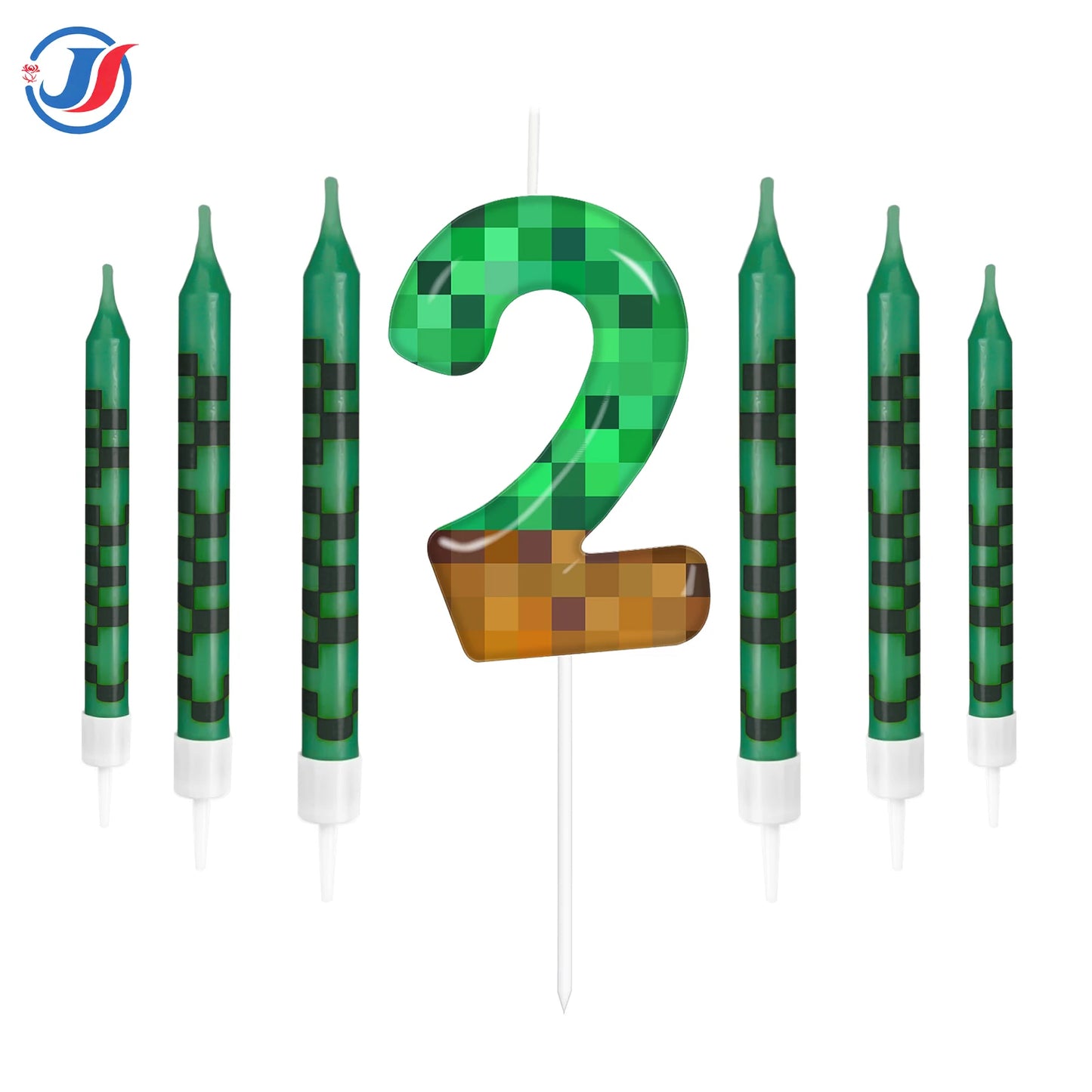 7Pcs Pixel Miner Birthday Cake Candles Topper for Pixel Theme Party Anniversary Party Video Game Party Supplies for Boys Girls