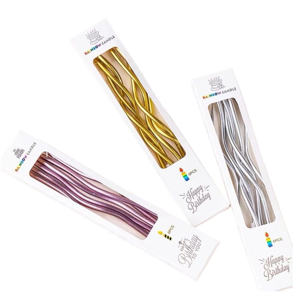 1/6boxes 15CM Curved Cake Candles Birthday Baby Shower Gender Reveal Cupcake Decorating Candle Toppers Wedding Party Decorative