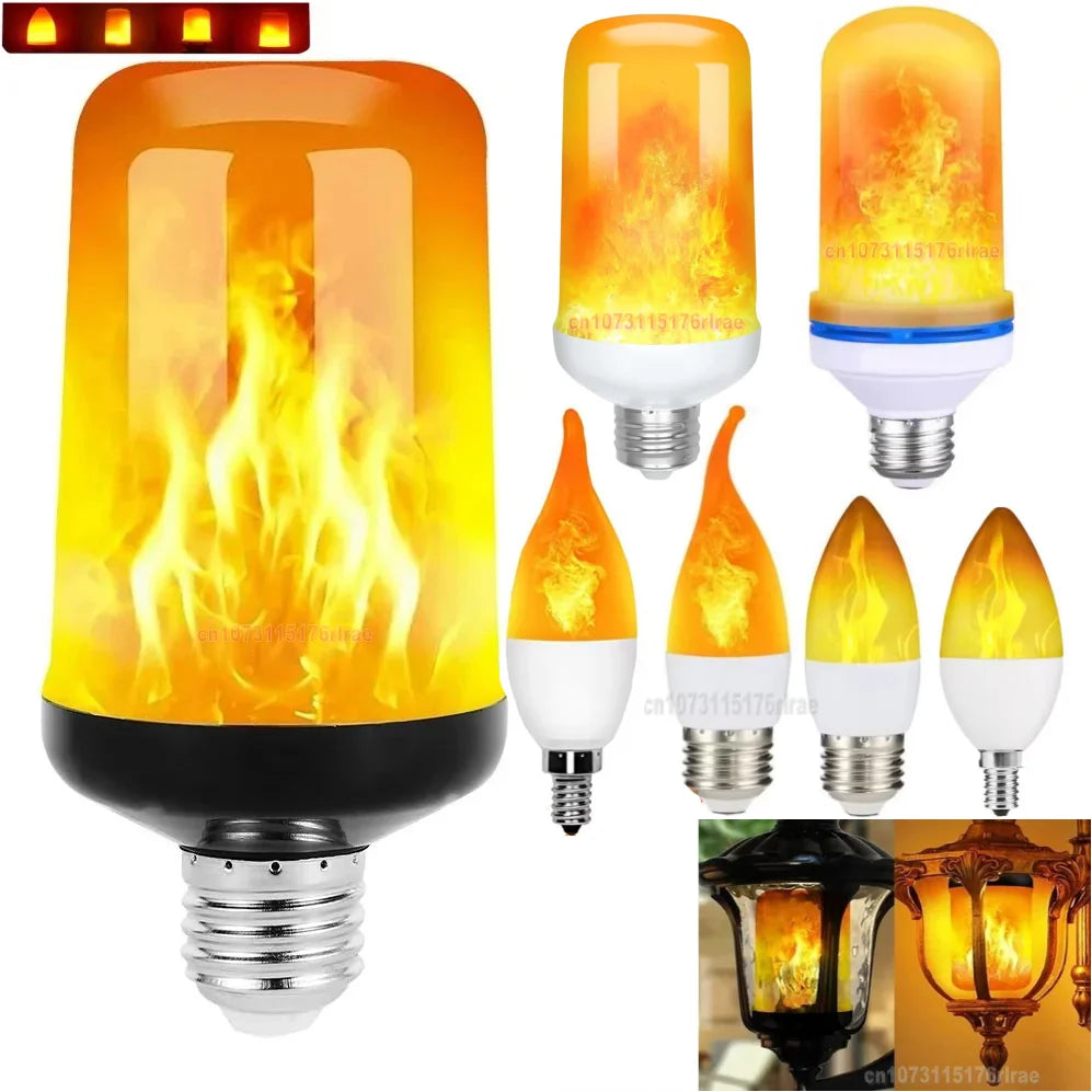 LED Flame Light Bulb 4 Modes E14 E27 Party LED Flame Effect Light Simulation Fire Lights Bulb KTV Festival Garden Decor lighting