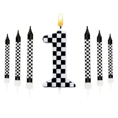 7Pcs Pixel Miner Birthday Cake Candles Topper for Pixel Theme Party Anniversary Party Video Game Party Supplies for Boys Girls