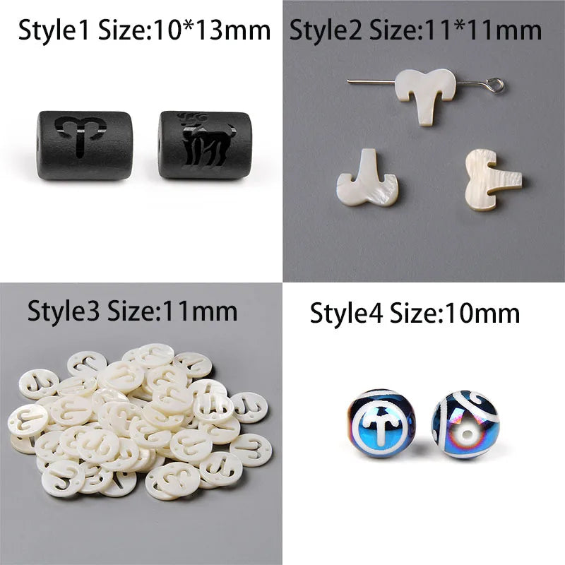 10PCS/lot 12 Constellation Horoscope Charms Beads 12 Zodiac Signs Multistyle Beads for DIY Couples Bracelets Jewelry Making