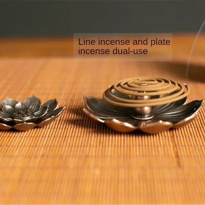 Incense Holder for Sticks Alloy Incense Burner Creative 3 levels Lotus Incense Stick Holder and Detachable Ash Catcher