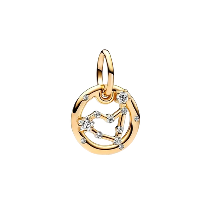 Plaqué or étincelant 12 signes du zodiaque breloque perles pendentif ajusté Original Bracelet en argent perles de collier pour bricolage bijoux femmes cadeau