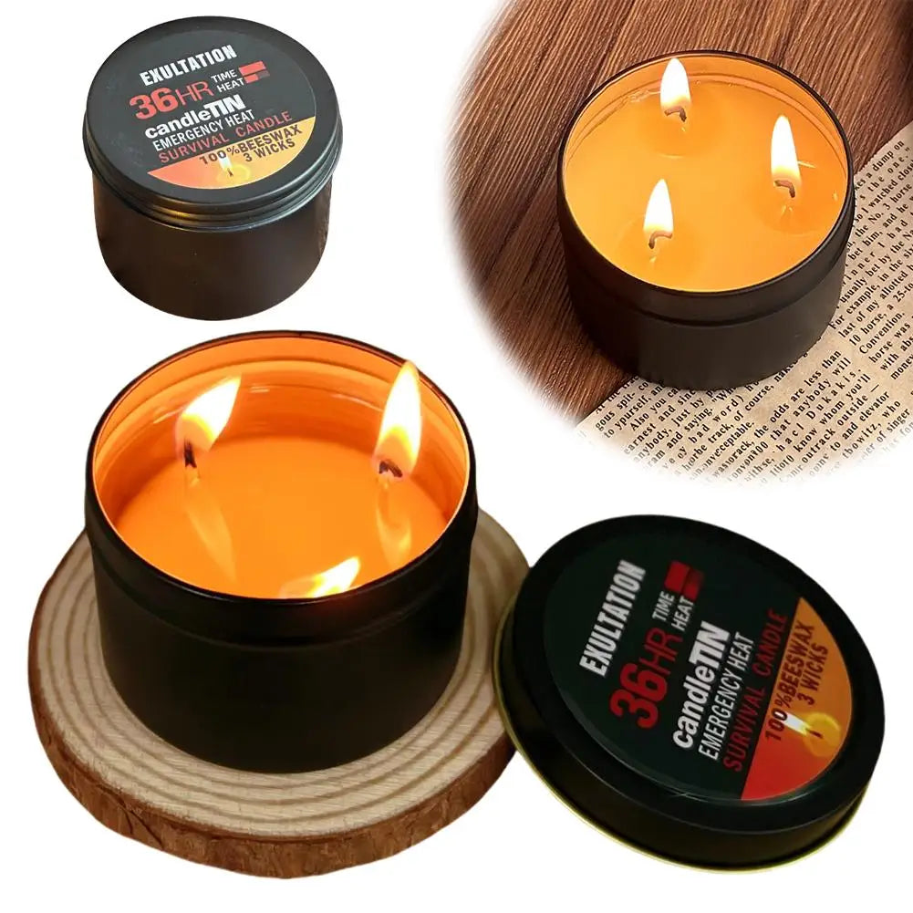 Nến Khẩn Cấp 36 Giờ 3 Bấc, Nến Sáp Ong Bền Lâu Hương Thơm Tựa Nến Sinh Tồn Cho Gia Đình Cắm Trại Câu Cá