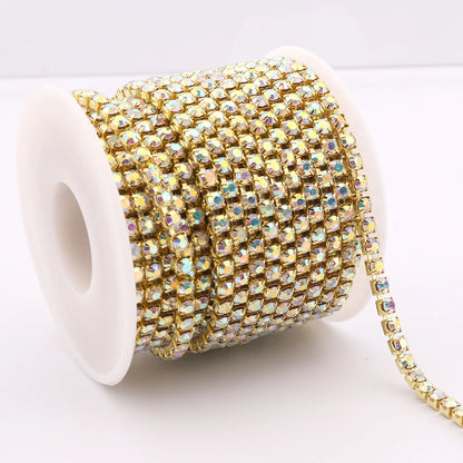 1Yard 10Yards/roll SS6-SS16 Crystal AB Claw Rhinestone Glass Sewn On Rhinestones Chain for Needlework Fabric Sewing Trimmings