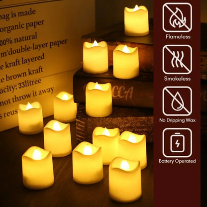 Flickering LED Ivory Electronic Candle, Flameless Tealight Candle,Battery Operated LED Tealight Candle, Ideal for Weddings, Ta