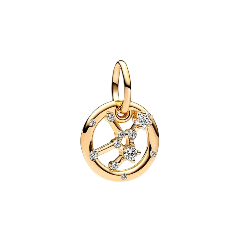 Plaqué or étincelant 12 signes du zodiaque breloque perles pendentif ajusté Original Bracelet en argent perles de collier pour bricolage bijoux femmes cadeau