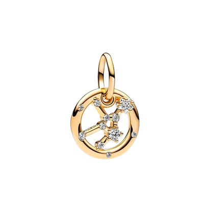 Plaqué or étincelant 12 signes du zodiaque breloque perles pendentif ajusté Original Bracelet en argent perles de collier pour bricolage bijoux femmes cadeau
