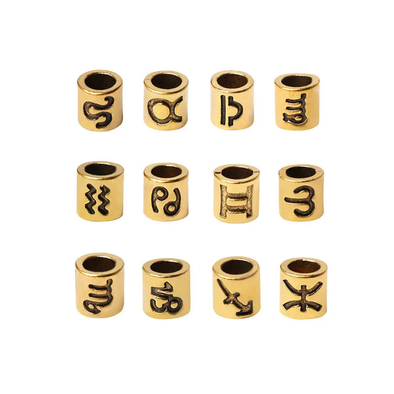 50-100pcs/lot 6*7mm Mixed Zodiac Constellation Sign Beads Charms Spacer Loose Beads For Jewelry Making Accessories DIY Bracelet