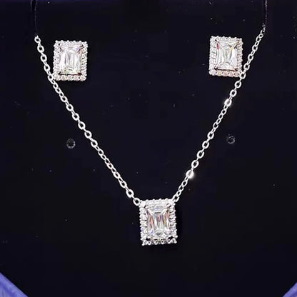 2025 New Original Round Water Drop Crystal High Jewelry Set Fashion Dazzling Women's Bracelet Earring Necklace Ring Wedding Gift