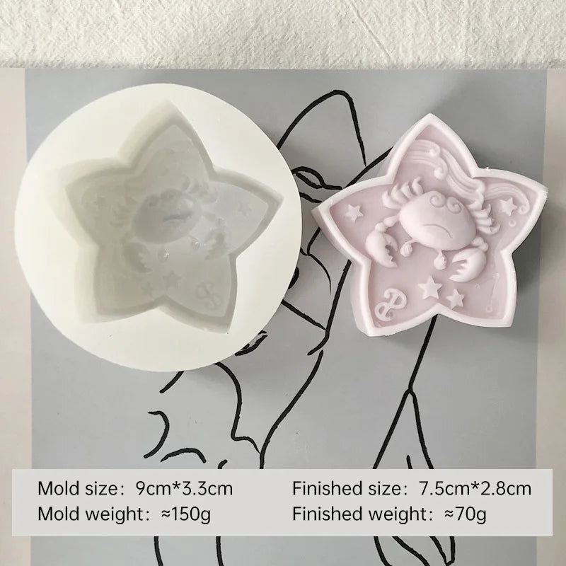 Twelve Horoscope Scented Candle Silicone Mold DIY Pentagram Constellation Aries Leo Gypsum Resin Handmade Soap Mould
