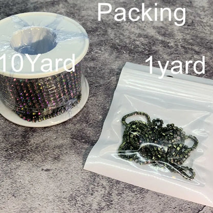 Rhinestones Chain Roll Tassel 1/10Yard Crystal Ribbon Strass Banding Sew On Gold Rhinestone Trim Strip Cup Chains For Needlework