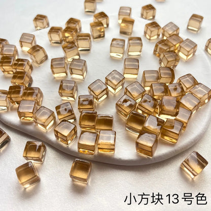 50Pcs/Set 25colors 8mm cube Clear Solid Transparent Square Colorful Crystal Dice Chess Piece Right Angle Sieve For Puzzle Game