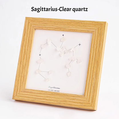 1 cadre photo en gravier de cristal naturel du zodiaque, décor de maison, fresque, ornements de bureau, accessoires de bricolage