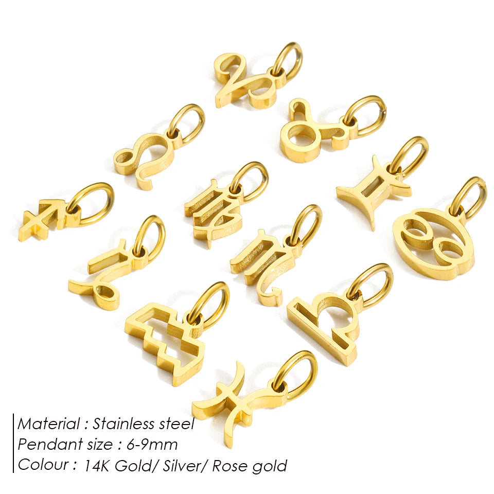 12 signes du zodiaque Pendentif Accessoires Collier Constellation en Acier Inoxydable Cadeau d'Anniversaire