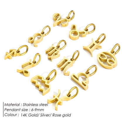 12 signes du zodiaque Pendentif Accessoires Collier Constellation en Acier Inoxydable Cadeau d'Anniversaire