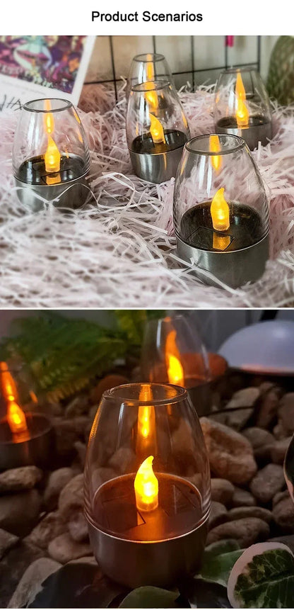 LED Solar Candles Light Flameless Rechargeable Night Light For Wedding Party Garden Decor Outdoor Waterproof Solar Candles Lamp