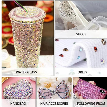 SS3-SS20 Mix Size Glitter Glass Round Rhinestones Silver Bottom Non Hotfix Small Size Crystal For Nail Art Clothes Decoration