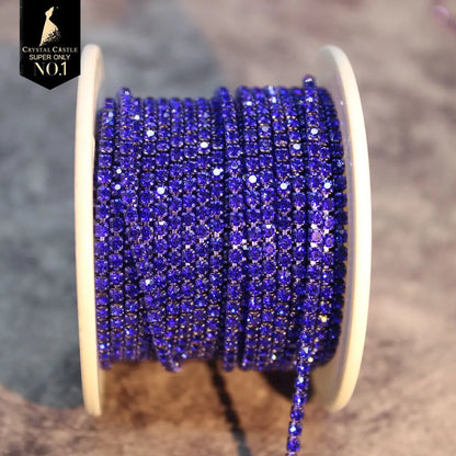 Rhinestones Chain Roll Tassel 1/10Yard Crystal Ribbon Strass Banding Sew On Gold Rhinestone Trim Strip Cup Chains For Needlework