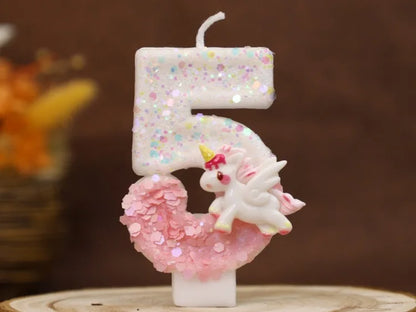 Nến Sinh Nhật Vui Vẻ Nến Số 0-9 Nến Sinh Nhật Kỳ Lân Hồng Trang Trí Bánh Nến Tiệc Sinh Nhật Trẻ Em