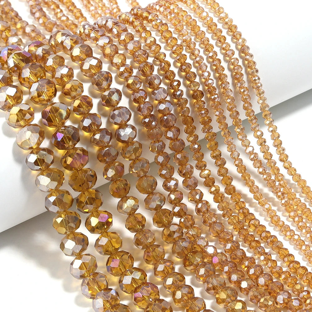 1Strand/Lot 3 4 6 8 10mm Rondelle Flat Faceted Crystal Beads Glass Spacer Beads For DIY Crafts Ornament Making Handmade Accesso