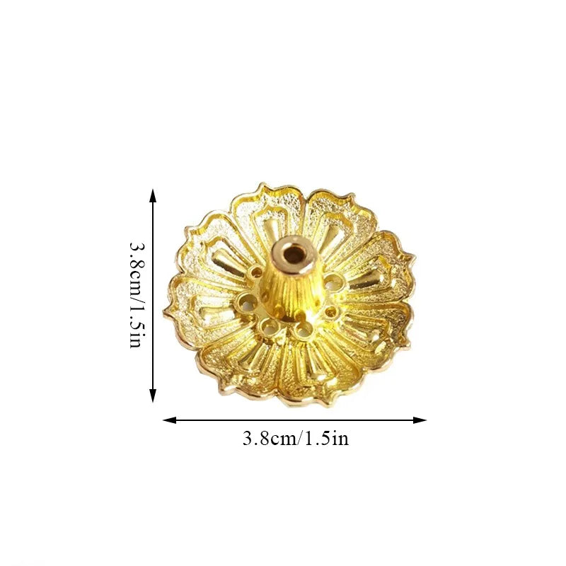 1PCS Lotus Alloy Incense Burner Stick Holder Home Buddhism Line Incense Plate Sandalwood Coil Base Temples Delicate Home Decor