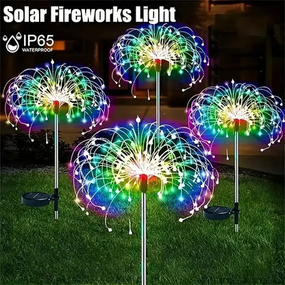 200LEDs Solar Fireworks Lights Outdoor Waterproof Solar Garden Lights 8 Lighting Modes With Remote Control Decorations Light