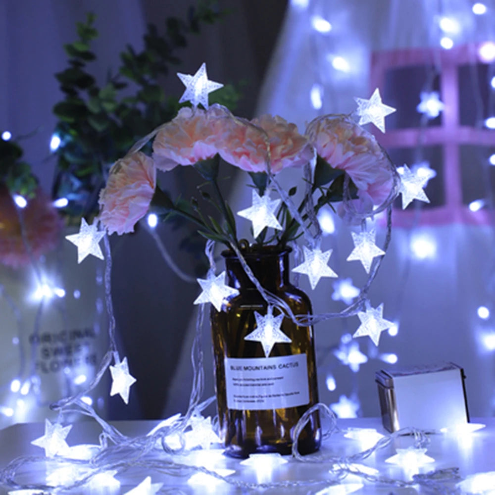 Đèn Led Dây Ngôi Sao 1.5m/3m/6m/10m Trang Trí Giáng Sinh, Đèn Thần Tiên Rèm Tiệc Cưới Dùng Pin USB Cho Gia Đình