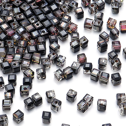 50pcs 4/6/8mm Square Faceted Glass Crystal Beads Loose Spacer Cube Beads for Jewelry Making DIY Bracelet Accessories Wholesale