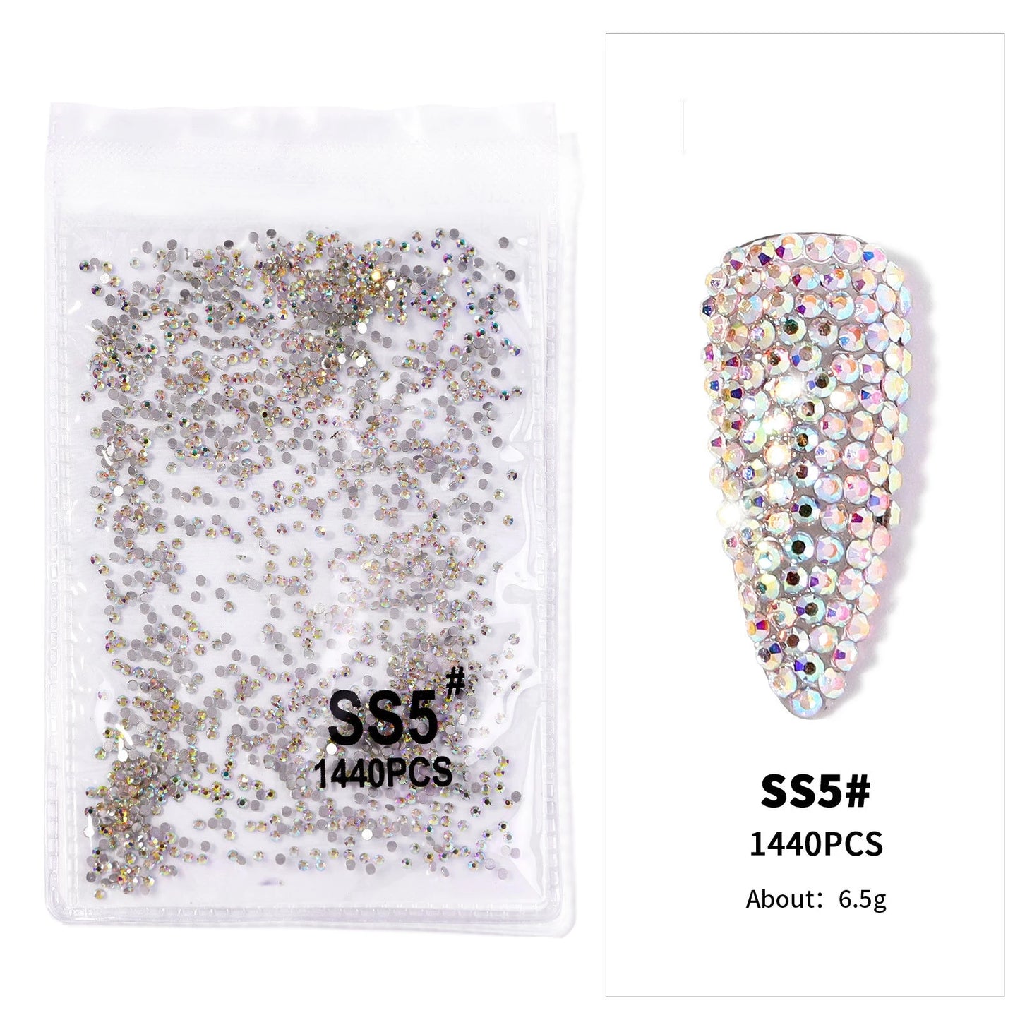 12Gird 3D Glass AB Crystal Nail Art Rhinestones Kit Flatback Round Bead Charm Gem Stones Jewelry Diamond with Tools for Nail Art