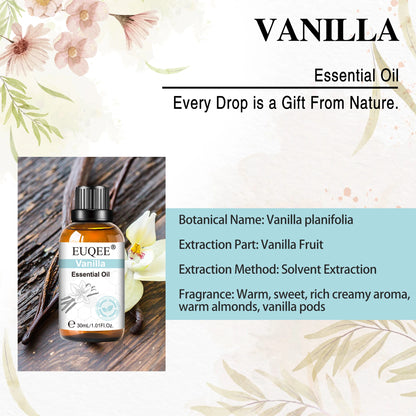 30ML Pure Essential Oil Vanilla Lavender Mint Rose for Aromatherapy Humidifier Scent Candle Frankincense Patchouli Fragrance Oil