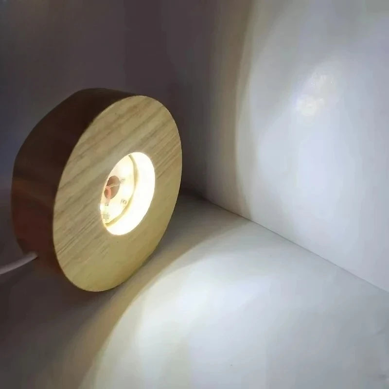 Wood Desktop Decorative Lights Light Base Night Light Wooden Led Usb Display Light Display Stand Lamp Holder Lamp Art Ornament