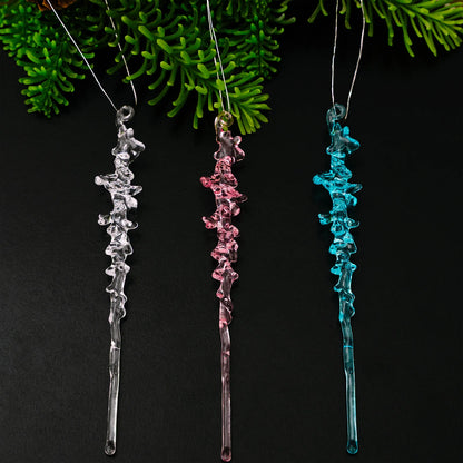 12 Pieces of Crystal Acrylic Spiral Ice Strip Decorations for Christmas Trees, Winter Fairyland Chandeliers and Other Items