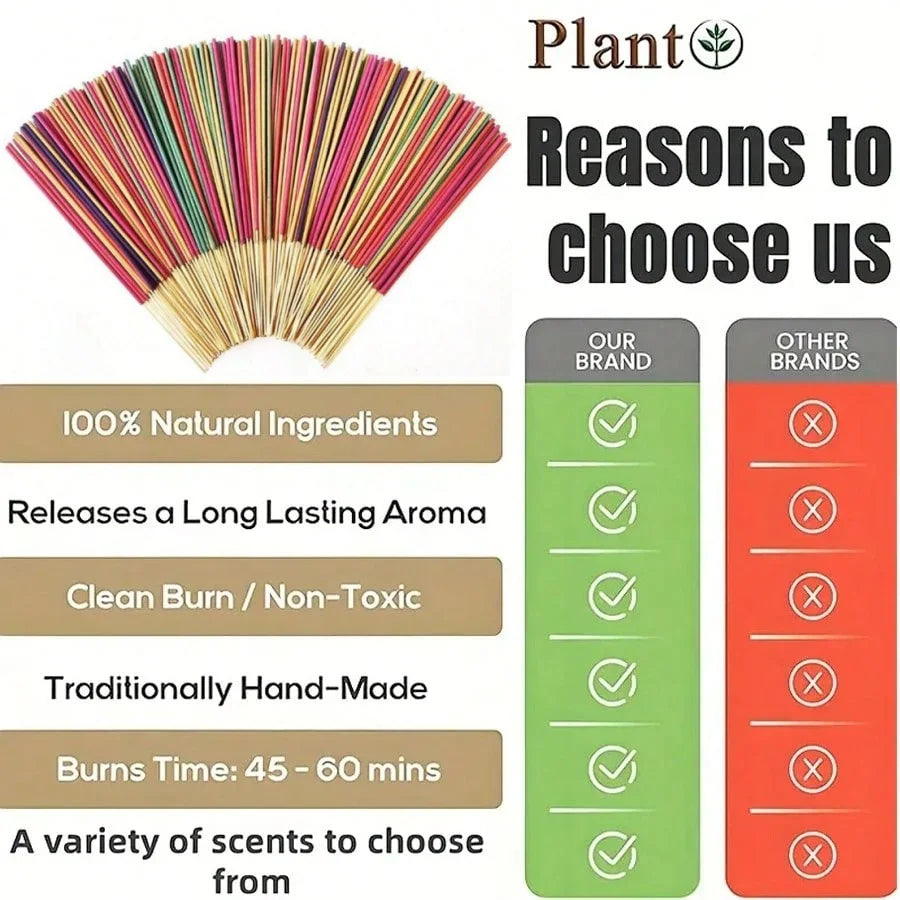 30-240pcs Aromatherapy Incense Sticks Mixed Set Natural Fragrances Lavender Rose Ocean Incense Stick for Home Yoga Meditation