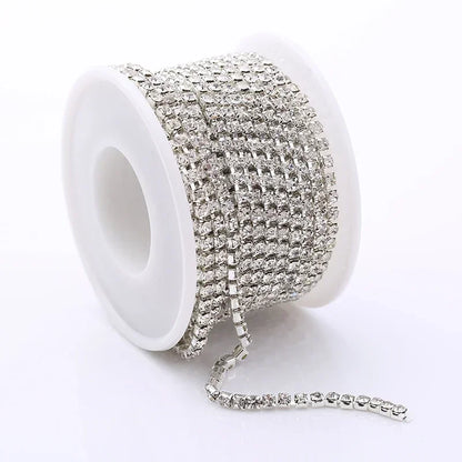 AAA Grade SS4.5-SS18(1.5mm-4.5mm) Clear Crystal AB Dense Rhinestone Cup Chain Sliver/Rose Gold Claw Strass Rhinestone Chain Trim