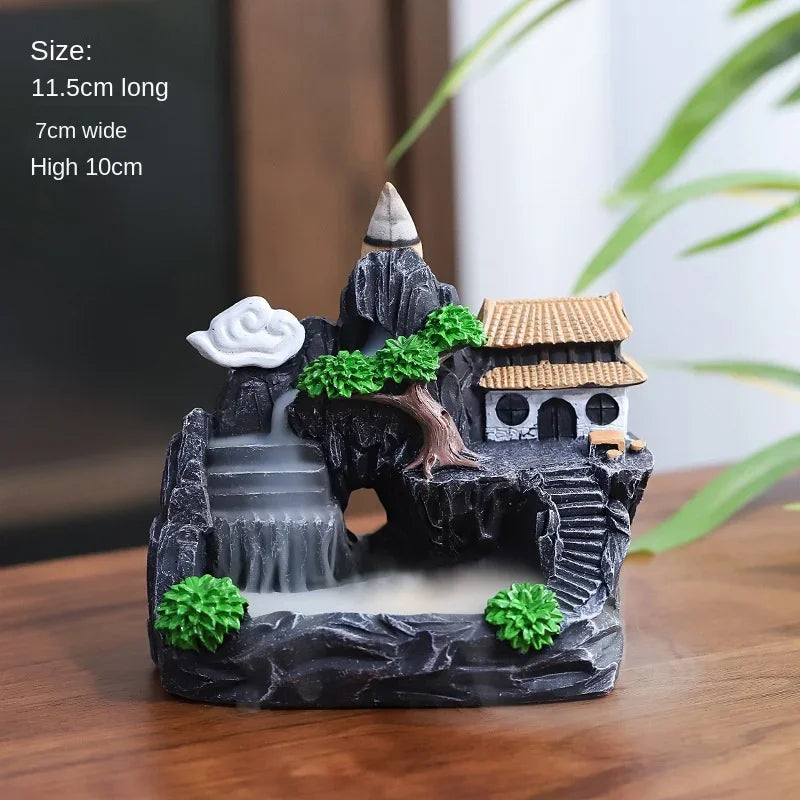 2024 Resin Reflux Incense Burner Tower Sandalwood Decoration Home Indoor Aromatherapy Mosquito Repellent Incense Burner Ornament