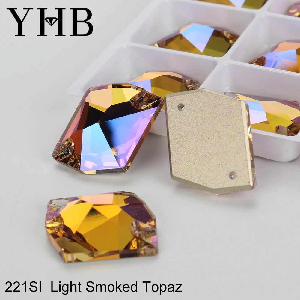 YHB Top Quality Cosmic Glass Crystal AB Moonlight Sewing Stones Flatback Sew on Rhinestones For Garment Clothes Bags